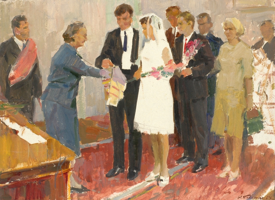 Wedding, Soviet Socialist Realism by Arkadi Pavliuk, 1967